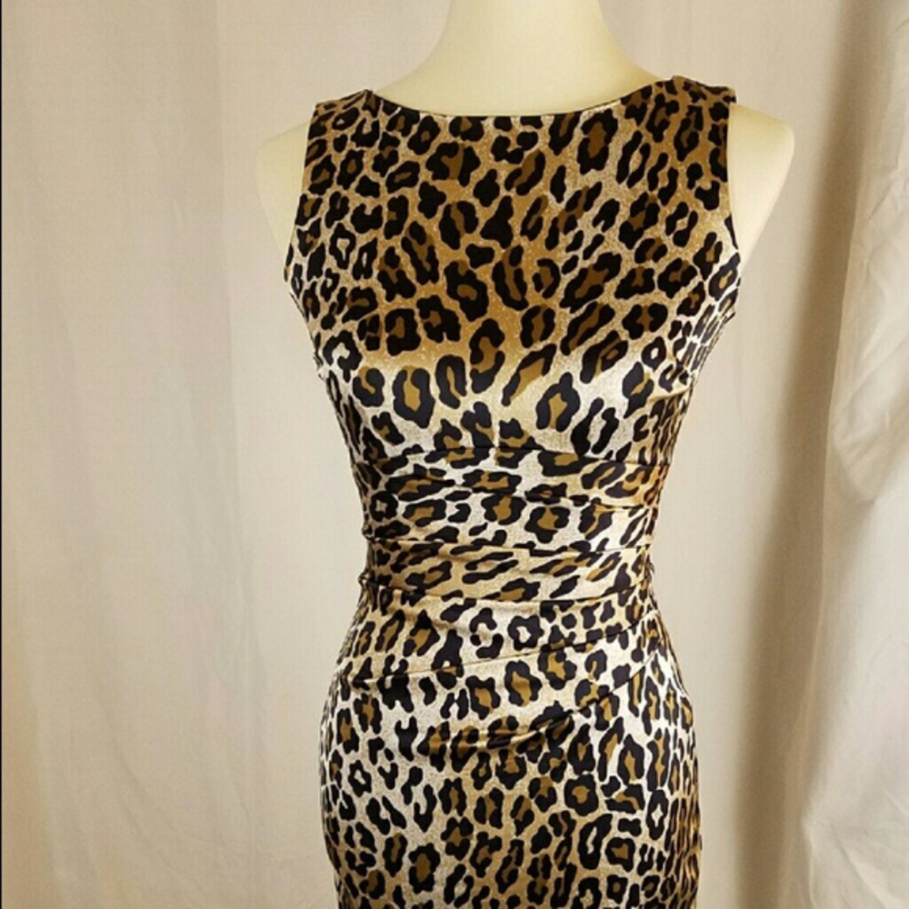 Cache leopard print cocktail dress SIZE 4